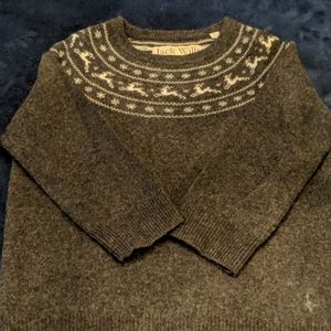 Jack Wills grey 3/4 sleeve fair isle crew, sz 6